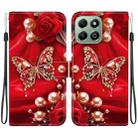 For Honor X6b 4G Crystal Texture Colored Drawing Leather Phone Case(Pearl Butterfly Rose) - 1