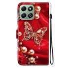For Honor X6b 4G Crystal Texture Colored Drawing Leather Phone Case(Pearl Butterfly Rose) - 3