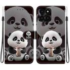 For Honor X6a Crystal Texture Colored Drawing Leather Phone Case(Milk Tea Bear) - 1