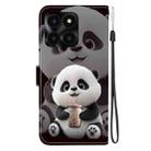 For Honor X6a Crystal Texture Colored Drawing Leather Phone Case(Milk Tea Bear) - 3