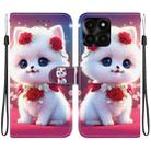 For Honor X6a Crystal Texture Colored Drawing Leather Phone Case(Rose Cat) - 1