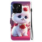 For Honor X6a Crystal Texture Colored Drawing Leather Phone Case(Rose Cat) - 3