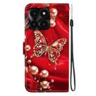 For Honor X6a Crystal Texture Colored Drawing Leather Phone Case(Pearl Butterfly Rose) - 3