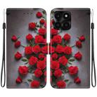 For Honor X6a Crystal Texture Colored Drawing Leather Phone Case(Red Roses) - 1