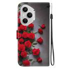For Honor 400 Pro Global 160.8mm Crystal Texture Colored Drawing Leather Phone Case(Red Roses) - 3