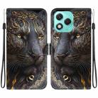 For Honor 400 Lite Global Crystal Texture Colored Drawing Leather Phone Case(Black Gold Lion) - 1