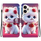 For Honor 400 Global 156.5mm Crystal Texture Colored Drawing Leather Phone Case(Rose Cat) - 1