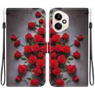 For Honor 400 Global 156.5mm Crystal Texture Colored Drawing Leather Phone Case(Red Roses) - 1