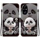 For Honor 200 Pro Crystal Texture Colored Drawing Leather Phone Case(Milk Tea Bear) - 1