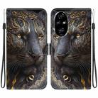 For Honor 200 Pro Crystal Texture Colored Drawing Leather Phone Case(Black Gold Lion) - 1