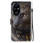 For Honor 200 Pro Crystal Texture Colored Drawing Leather Phone Case(Black Gold Lion) - 3