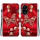 For Honor 200 Pro Crystal Texture Colored Drawing Leather Phone Case(Pearl Butterfly Rose) - 1