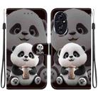 For Honor 200 Crystal Texture Colored Drawing Leather Phone Case(Milk Tea Bear) - 1