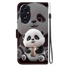 For Honor 200 Crystal Texture Colored Drawing Leather Phone Case(Milk Tea Bear) - 3