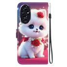 For Honor 200 Crystal Texture Colored Drawing Leather Phone Case(Rose Cat) - 3