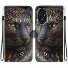 For Honor 200 Crystal Texture Colored Drawing Leather Phone Case(Black Gold Lion) - 1