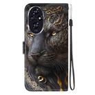 For Honor 200 Crystal Texture Colored Drawing Leather Phone Case(Black Gold Lion) - 3