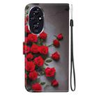 For Honor 200 Crystal Texture Colored Drawing Leather Phone Case(Red Roses) - 3
