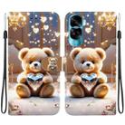 For Honor 90 Lite Crystal Texture Colored Drawing Leather Phone Case(Diamond Bear) - 1