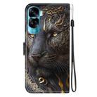 For Honor 90 Lite Crystal Texture Colored Drawing Leather Phone Case(Black Gold Lion) - 3