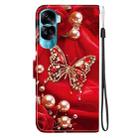 For Honor 90 Lite Crystal Texture Colored Drawing Leather Phone Case(Pearl Butterfly Rose) - 3