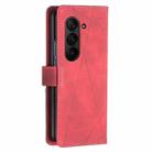 For Samsung Galaxy Z Fold6 Magnetic Buckle Rhombus Texture Leather Phone Case(Red) - 3