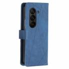 For Samsung Galaxy Z Fold6 Magnetic Buckle Rhombus Texture Leather Phone Case(Blue) - 3