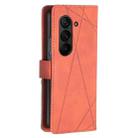 For Samsung Galaxy Z Fold6 Magnetic Buckle Rhombus Texture Leather Phone Case(Brown) - 3