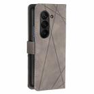 For Samsung Galaxy Z Fold6 Magnetic Buckle Rhombus Texture Leather Phone Case(Grey) - 3