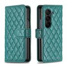 For Samsung Galaxy Z Fold6 Diamond Lattice Wallet Flip Leather Phone Case(Green) - 1