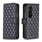 For Samsung Galaxy Z Fold6 Diamond Lattice Wallet Flip Leather Phone Case(Black) - 1