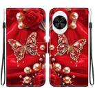 For Huawei nova 14 Crystal Texture Colored Drawing Leather Phone Case(Pearl Butterfly Rose) - 1