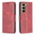 For Infinix Hot 60 Pro 4G Lambskin Texture Pure Color Flip Leather Phone Case(Red) - 1