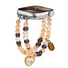 For Apple Watch 46mm / 49mm / 45mm / 44mm Cat Eyes Stone Beads Bracelet Watch Band(Heart Yellow) - 1