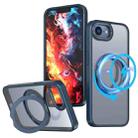 For iPhone 16e kalebol MagSafe Metal Ring Holder Phone Case(Blue) - 1