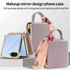 For Samsung Galaxy Z Flip7 Litchi Pattern Makeup Mirror PU Phone Case with Silk Scarf(Purple) - 2