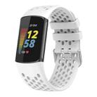 For Fitbit Charge 6 / 5 xDfind Hole Style Breathable Silicone Watch Band(White) - 1