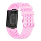 For Fitbit Charge 6 / 5 xDfind Hole Style Breathable Silicone Watch Band(Ice Pink) - 2