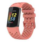 For Fitbit Charge 6 / 5 xDfind Hole Style Breathable Silicone Watch Band(Official Pink) - 1