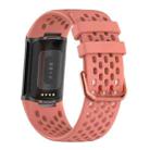 For Fitbit Charge 6 / 5 xDfind Hole Style Breathable Silicone Watch Band(Official Pink) - 2