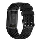 For Fitbit Charge 6 / 5 xDfind Hole Style Breathable Silicone Watch Band(Black) - 2