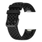 For Fitbit Charge 6 / 5 xDfind Hole Style Breathable Silicone Watch Band(Black) - 3