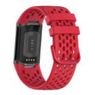 For Fitbit Charge 6 / 5 xDfind Hole Style Breathable Silicone Watch Band(Red) - 2