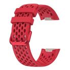 For Fitbit Charge 6 / 5 xDfind Hole Style Breathable Silicone Watch Band(Red) - 3