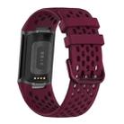For Fitbit Charge 6 / 5 xDfind Hole Style Breathable Silicone Watch Band(Wine Red) - 2