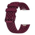 For Fitbit Charge 6 / 5 xDfind Hole Style Breathable Silicone Watch Band(Wine Red) - 3