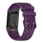 For Fitbit Charge 6 / 5 xDfind Hole Style Breathable Silicone Watch Band(Dark Purple) - 2