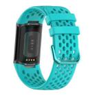 For Fitbit Charge 6 / 5 xDfind Hole Style Breathable Silicone Watch Band(Teal) - 2