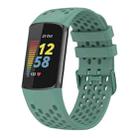For Fitbit Charge 6 / 5 xDfind Hole Style Breathable Silicone Watch Band(Pine Needle Green) - 1