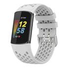 For Fitbit Charge 6 / 5 xDfind Hole Style Breathable Silicone Watch Band(Rock Grey) - 1